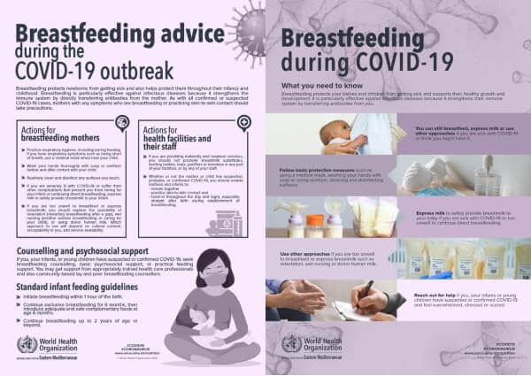 WHO（世界保健機構）COVID-19の発生時の母乳育児のアドバイス