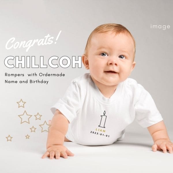 CHILLCOH(チルコ)【1歳バースデーTシャツ】80・90サイズ 名前・誕生日オーダーメイド