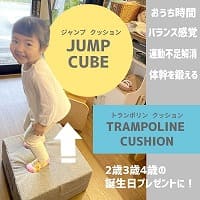 2歳3歳4歳のトランポリンクッション【JUMP CUBE】おうち時間で体幹・バランス感覚を鍛えて運動不足解消に、誕生日プレゼントにおすすめ
