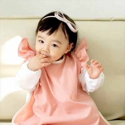 【離乳食エプロン・長袖ロング丈】離乳食初期の赤ちゃんから3歳まで使える洗える！おしゃれな男の子・女の子用の手作りセミオーダー食事用スタイ