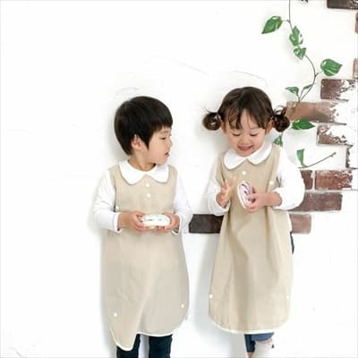 【離乳食エプロン・長袖ロング丈】離乳食初期の赤ちゃんから3歳まで使える洗える！おしゃれな男の子・女の子用の手作りセミオーダー食事用スタイ