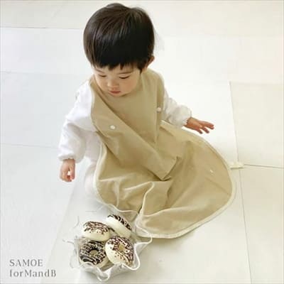 【離乳食エプロン・長袖ロング丈】離乳食初期の赤ちゃんから3歳まで使える洗える！おしゃれな男の子・女の子用の手作りセミオーダー食事用スタイ