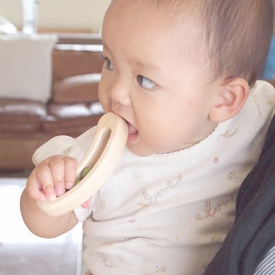 FAVA(ファーヴァ)お豆の赤ちゃんガラガララトル【マストロジェペット】木製知育玩具 日本製 グリーン