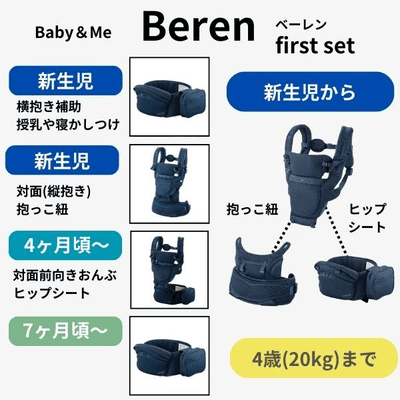 BABY&Me Beren(ベビーアンドミー ベーレン)抱っこひもヒップシート【ブラック】│新生児横抱き抱っこ補助、首座り生後4ヶ月頃から4歳頃20kgまで使えるヒップシート、メッシュでスタイリッシュな、BABY&Me(ベビーアンドミー)の抱っこひも。
新生児の授乳や寝かしつけ、家事やお出かけに収納たっぷり、肩や腰への負担を軽減するヒップシートキャリア。