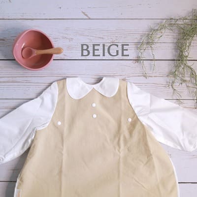 【離乳食エプロン・長袖ロング丈】離乳食初期の赤ちゃんから3歳まで使える洗える！おしゃれな男の子・女の子用の手作りセミオーダー食事用スタイ