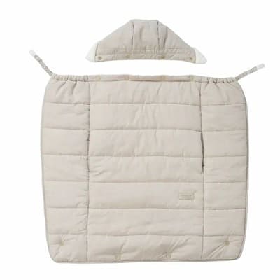 防寒ケープ(抱っこ紐ヒップシート ベビーカー対応)赤ちゃん新生児から1歳2歳3歳 寒さ対策 【暖か軽い洗える】多機能 撥水加工のサーモライトエコメイド エアバギー【サンドアッシュ】1000-63-01