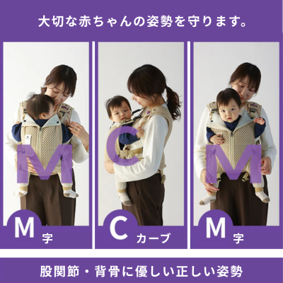 ベベスワンの抱っこ紐は肩と腰が痛くないベスト型で前ファスナーの抱っこひも。試着比較して購入できる店舗(東京下北沢・大阪)ルカコストア。抱っこしたままトイレ・コート着たまま・スマート着脱。おんぶも簡単！