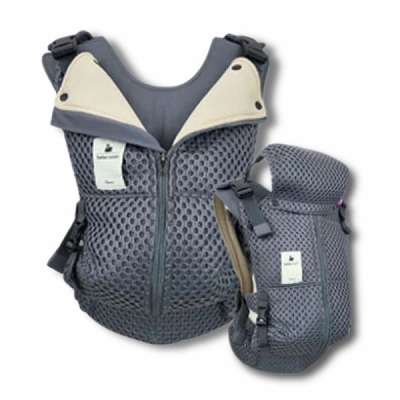 ベベスワン抱っこ紐 【チャコールグレー】bebe swan正規品 肩と腰が痛くないベスト型で前ファスナーで一人で簡単装着【着る抱っこひも】新生児から使える、おんぶも簡単。妊婦さんの出産準備、腰痛肩こり腱鞘炎で買い替えにフィット感抜群のベベスワン試着比較できる店舗有(東京・大阪)