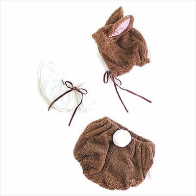 【イギリスの絵本Bell＆BooのうさぎのBooなりきりセット】ふわふわお耳に取り外せるもこもこしっぽ付おしりが可愛すぎるブルマと付け襟風の上品スタイ 1000-08-01