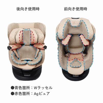 出産退院チャイルドシート【エールベベ クルットR】新生児乳児0歳～4歳 ISOFIXアイソフィックスで簡単取り付け おしゃれなパールベージュ 360度回転サイレントターンとジャンピングハーネスで簡単乗せ降ろし ウォッシャブルカバー カーメイト日本製 R129新安全基準4年保証