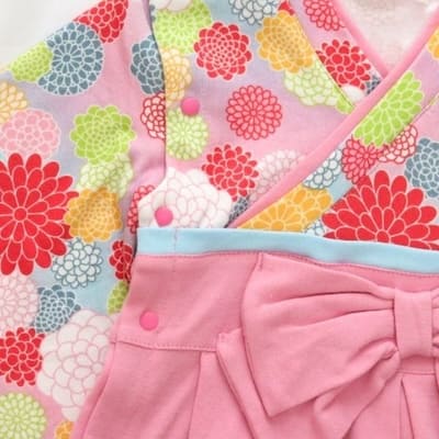 袴ロンパース60 70 80 90サイズ【お食い初めやお宮参り】着物和服ロンパース　新生児から1歳誕生日イベント100日祝 こどもの日 ひなまつり 一升餅で活躍する着物ロンパース