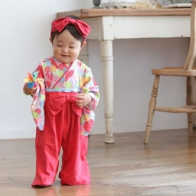 袴ロンパース60 70 80 90サイズ【お食い初めやお宮参り】着物和服ロンパース　新生児から1歳誕生日イベント100日祝 こどもの日 ひなまつり 一升餅で活躍する着物ロンパース