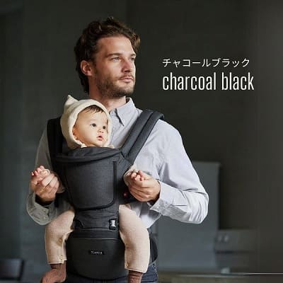 チャコールブラック│【ルカコレ】オールインワン(ヒップシート+抱っこ紐)すべてが叶う!新生児から卒業まで育児中のママパパに心の余裕ができる究極の抱っこ紐セット。出産後すぐ新生児から1歳2歳3歳4歳 20kgまで使える【腱鞘炎肩こり腰痛ママパパの救世主】