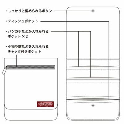 【移動ポケット】マルチポケットポーチ　女の子・男の子おしゃれでシンプルなクリップポーチ・簡単ポケットティッシュケース・インバッグ