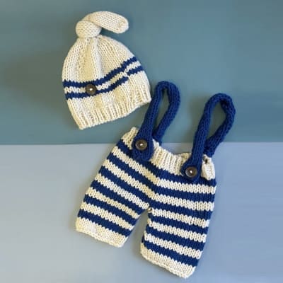 ニューボーンフォト セルフ(新生児写真)ベビー赤ちゃんフォト衣装【サスペンダー付きパンツと帽子】