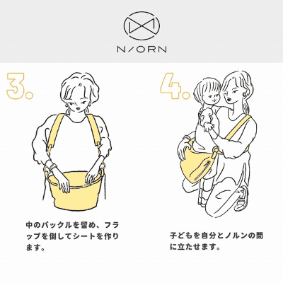 ノルン(N/ORN)抱っこ紐バッグ(日本製)ヒップシートになるマザーズバッグ(防水・抗菌防臭)　腰すわり後（生後約7か月頃）～20㎏（5歳頃）まで長く使える熟練のバッグ職人が創ったおしゃれなショルダーバッグ