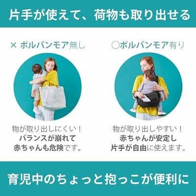 ポルバンモア(POLBAN MORE)は1歳2歳3歳4歳の歩かないを解決！抱っこ補助できるヒップシートショルダーバッグ(7ヵ月～4歳頃20kgまで)おしゃれパパママにおすすめの大容量ボディバッグ・ウエストポーチ