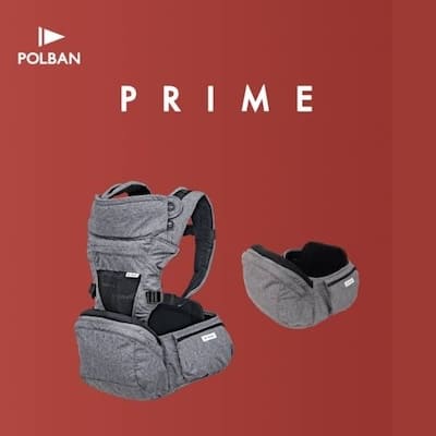 POLBAN PRIME(ポルバン プライム)は、ポルバンシリーズの最上位モデル。新生児生後10日からしっかりヘッドサポート付きで長く使えるヒップシート（抱っこ紐）で、ショルダーの取り外しができ、腰まわりをサポートするボーン入りコルセット並みのしっかり腰パッド、ポルバンシリーズ最大の大容量収納ポケット、東レの優れた滑り止め素材、“MILCOT”を採用したクッション座面。腹面低反発クッションで体への負担の軽減。UVカットフード、セーフティロック機能。横抱き抱っこ補助、対面抱っこ、前向き抱っこ、腰抱っこ他いろいろなシーンで活躍します。