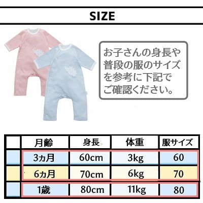 ふんわりキルティングの楽ちん赤ちゃん長袖カバーオール かわいいハリネズミ柄 綿100%日本製60-70・80サイズ