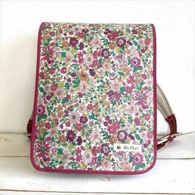 【ランドセルカバー】女の子用 雨の日安心・付け方簡単【ラージサイズ】【リバティエミリー/ガーネットピンクライン】1000-15-06