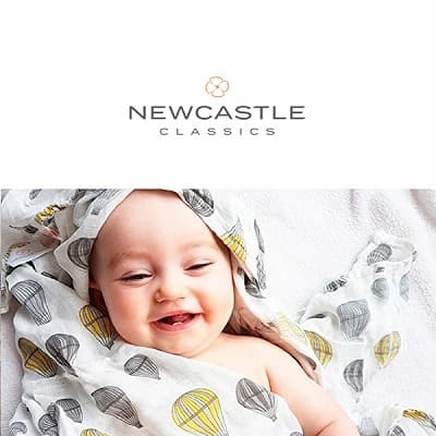 出産祝いに人気のおくるみ(スワドル) ブランケット Newcastle Classics(ニューキャッスルクラシックス) 大判サイズ120cm×120cm バンブーモスリン織 洗い替えに便利な4P Flower(フラワー)ピンク