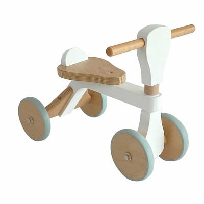 【三輪車】1歳2歳のおしゃれでシンプルな木製の室内屋外の乗り物おもちゃ(安定の四輪)誕生日プレゼントにおすすめ！ホップル