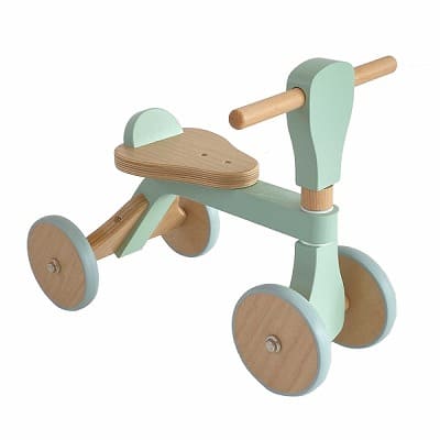 【三輪車】1歳2歳のおしゃれでシンプルな木製の室内屋外の乗り物おもちゃ(安定の四輪)誕生日プレゼントにおすすめ！ホップル