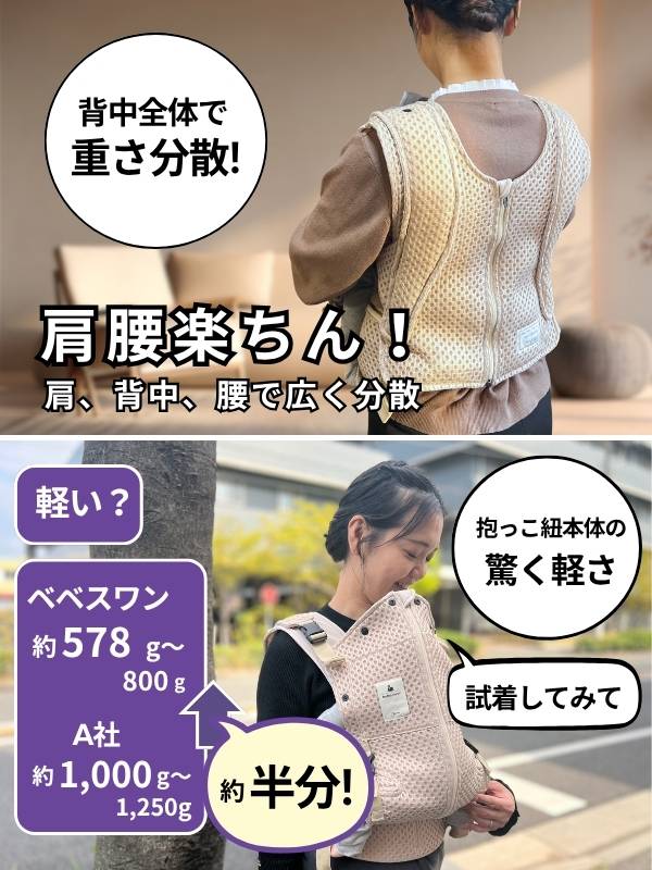 ベベスワン 抱っこ紐｜試着比較して購入できる正規取扱店